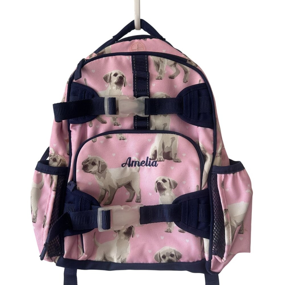 Pottery Barn Mackenzie Pink Navy Puppy Backpack "Amelia"